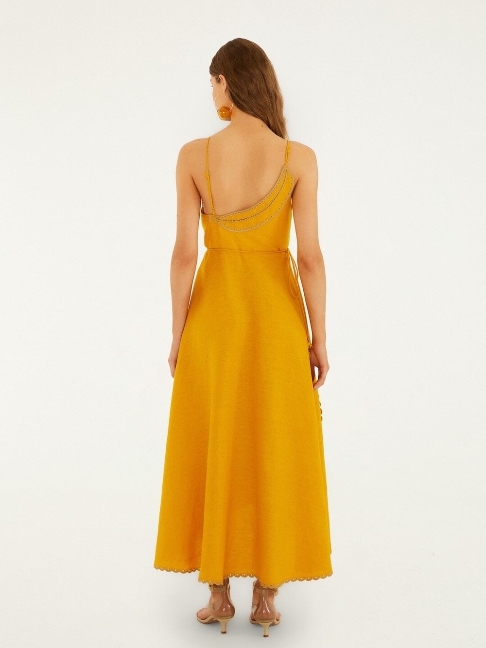 NWT Farm Rio Yellow Bananas Euroflax Linen Maxi Wrap Dress Sz M - Picture 3 of 9